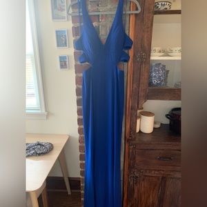Faviana Cut Out V Neck Evening Gown Sz8 Royal Blue Prom Pageant Homecoming Dress